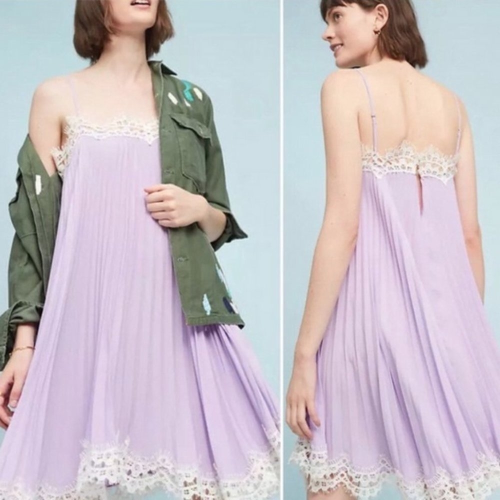 Moulinette Soeurs Lilac Swing Dress w/ Lace Detail